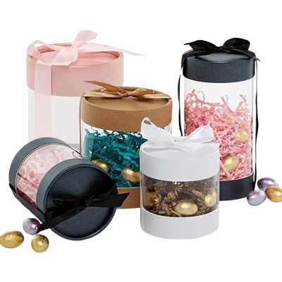 Cylindrical Box with Ribbon Ties 